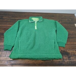 Aerie Dream Sherpa Quarter Zip Pullover Kelly Green Size XS‎